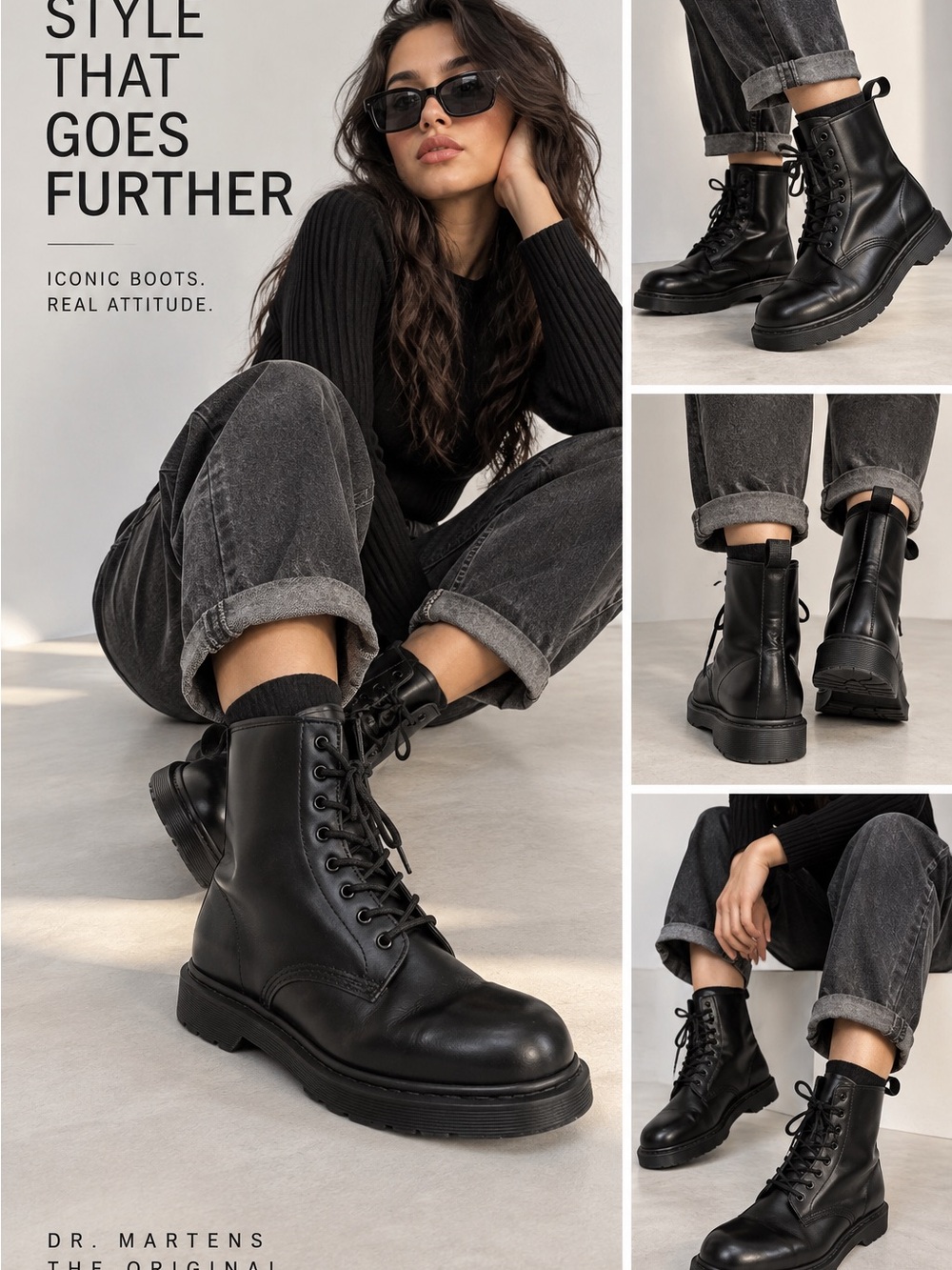 Dr. Martens 1460 Mono Black Leather 8-Eye Combat Boots Women’s 8 Men’s 7 EU 39